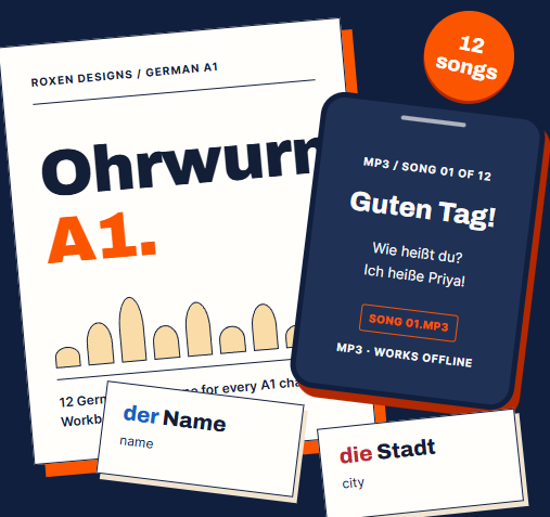 Ohrwurm A1: 12 German Songs + Workbook for A1 Vocabulary